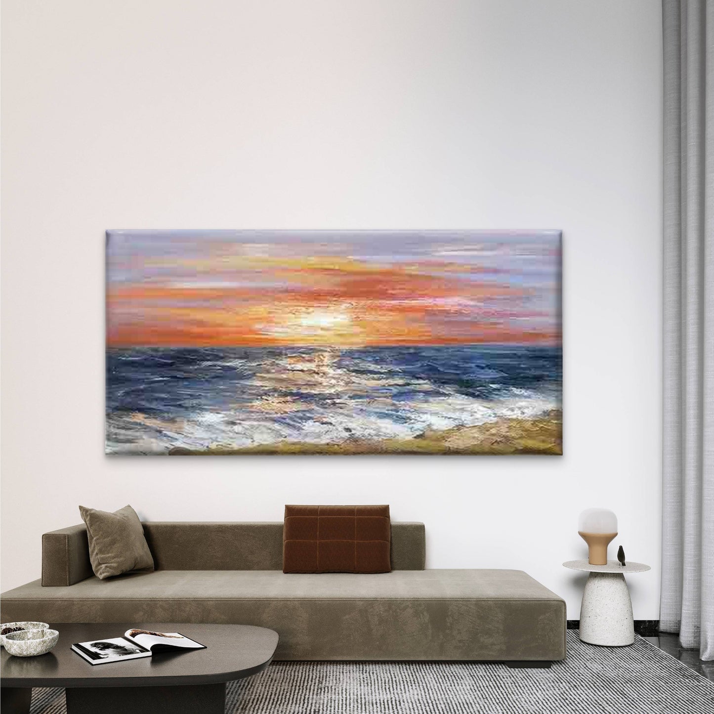Calming Sunset Ocean Wall Art Canvas Office Home Room Framed 120x60cm