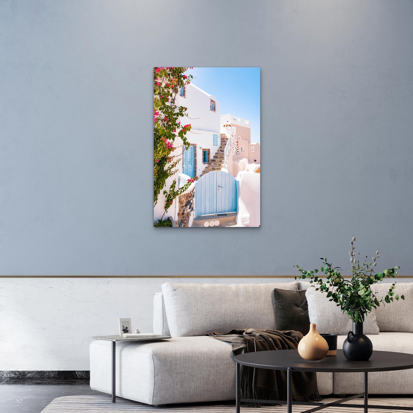 Iconic Architecture Of The Greek Island Of Santorini 40x60cm Metal Print Ready to Hang