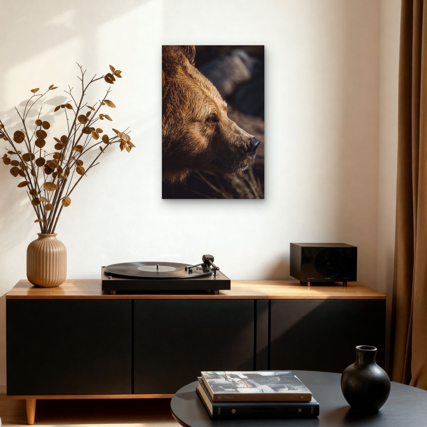 Close Up Photograph Of A Brown Bear 60x90cm Metal Print Ready to Hang