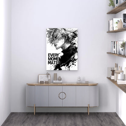 Black & White Every Moment Matters 60x90cm Metal Print Ready to Hang
