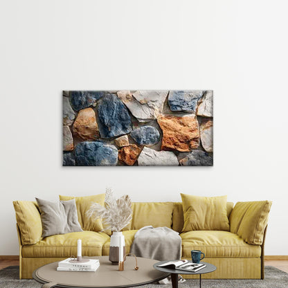 Colorful Rustic Stone Wall Art Canvas Office Home Room Framed 120x60cm - Bella Home Decor