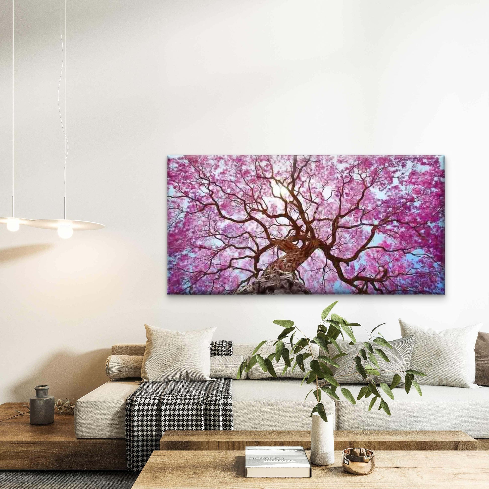 Blooming Cherry Blossom Tree Wall Art Canvas Office Home Room Framed 120x60cm - Bella Home Decor