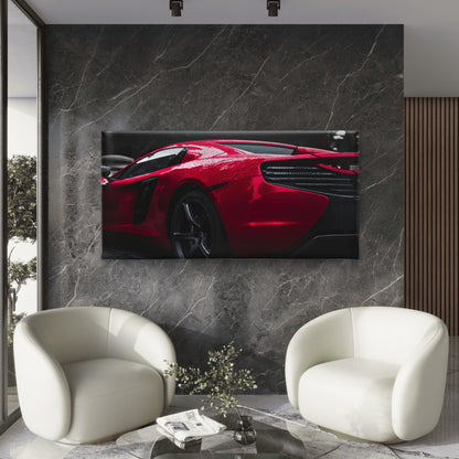 Sleek Red McLaren Sports Car Wall Art Canvas Office Home Room Framed 120x60cm