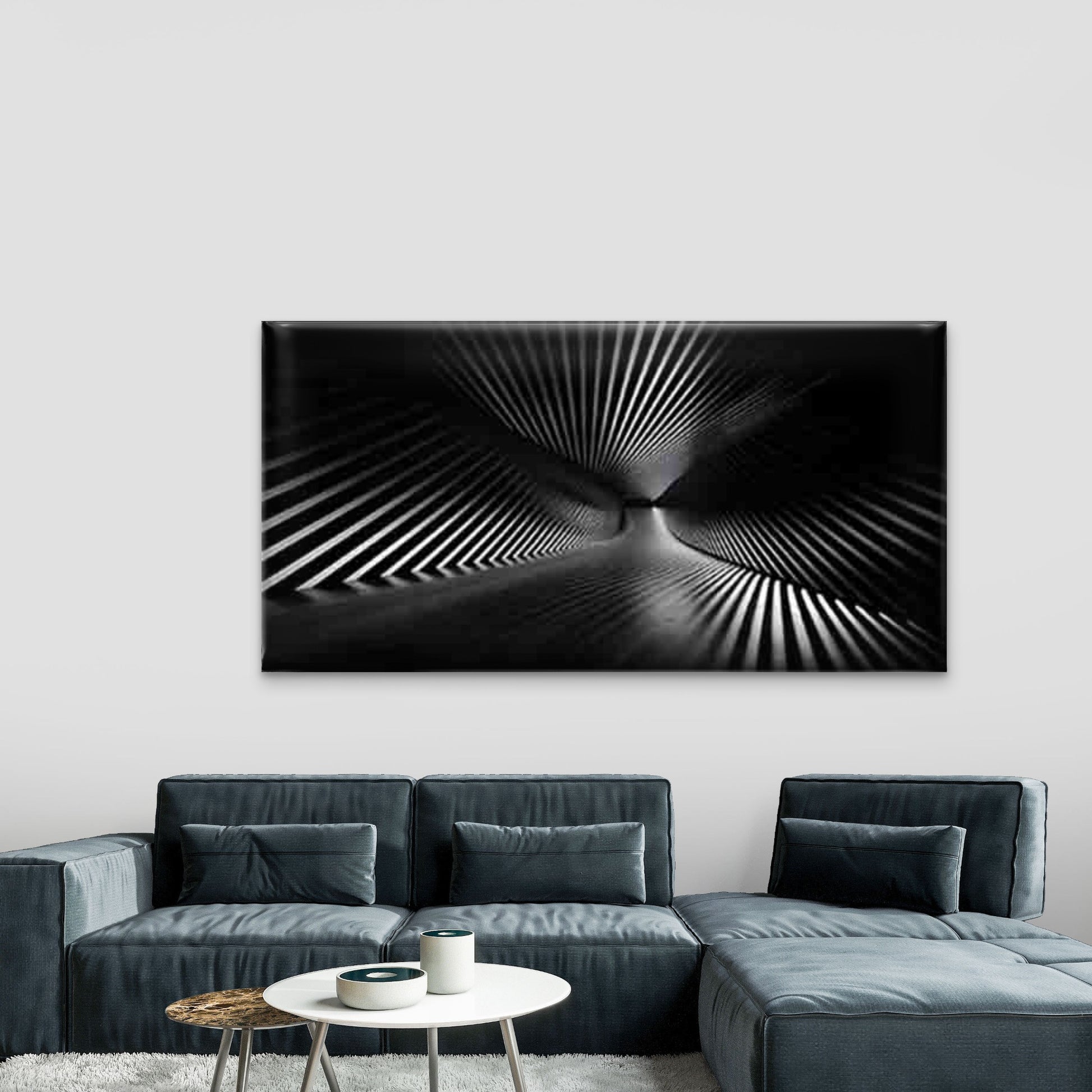 Futuristic Tunnel Pattern Wall Art Canvas Office Home Room Framed 120x60cm - Bella Home Decor