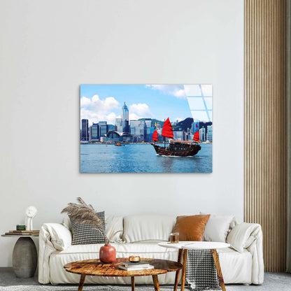 Asian Cityscape Ocean Tempered Glass Printing Wall Art Australian Made Quality