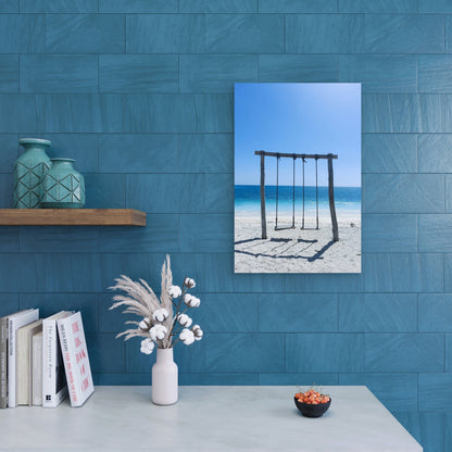 Swings on Turquoise Beach 40x60cm Metal Print Ready to Hang