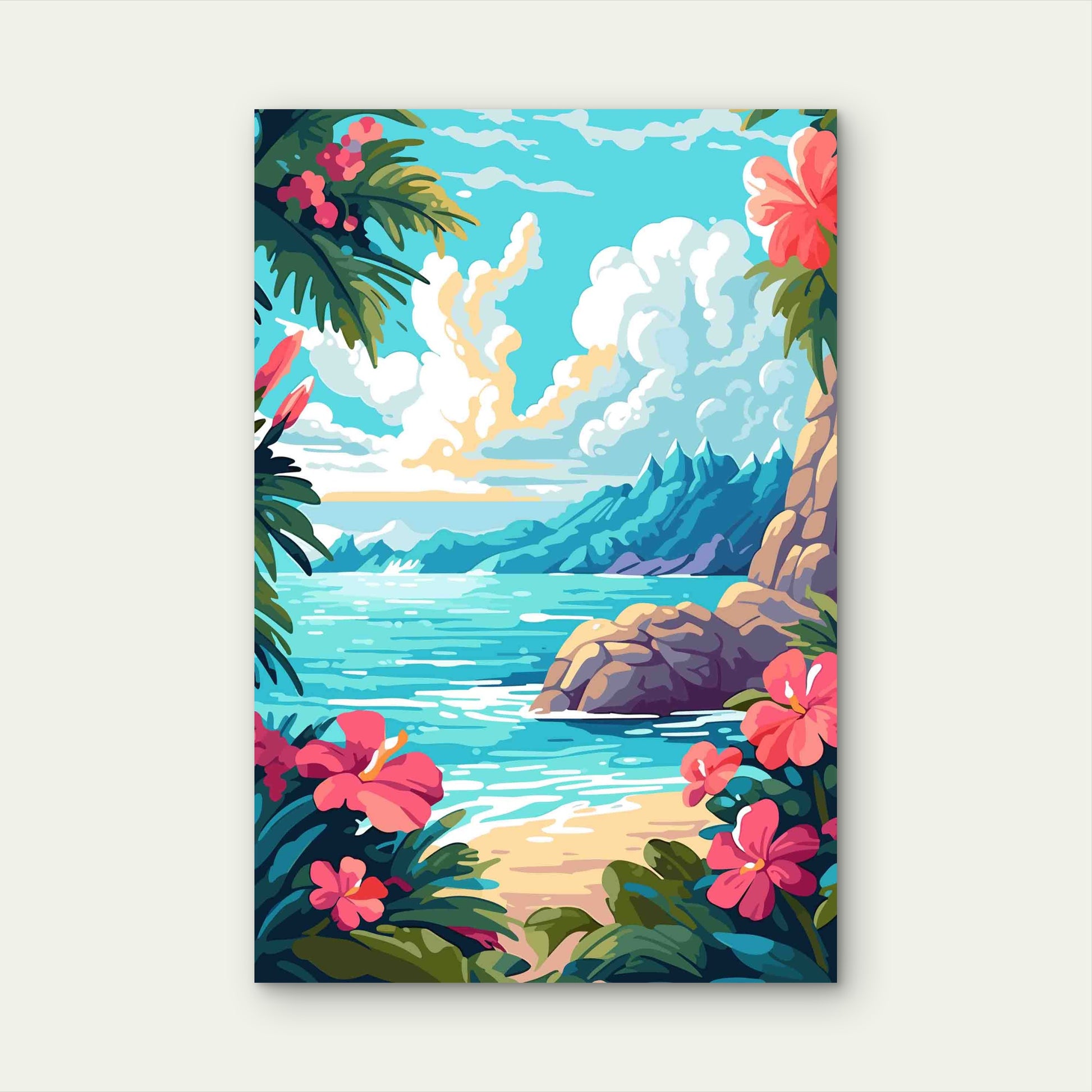 Flower Design With Beautiful Background 40x60cm Metal Print Ready to Hang - Bella Home Decor