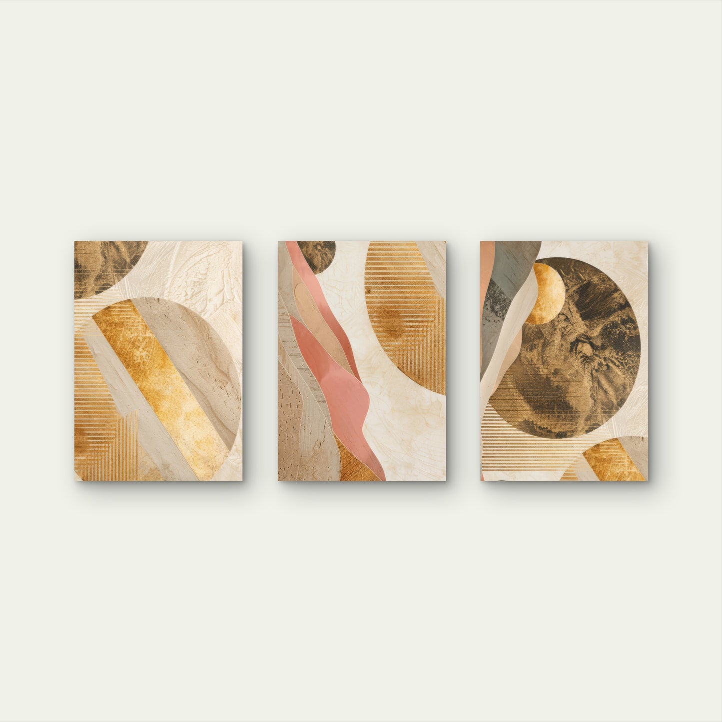 3pcs Modern Boho Geometric Terracotta  Wall Art Set Canvas Framed 40x60cm - High Quality Print 100% Australian Made Wall Canvas Ready to Hang