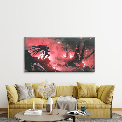 Devil Standing on Ruin Wall Art Canvas Office Home Room Framed 120x60cm - Bella Home Decor