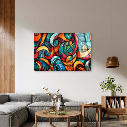 Colorful Psychedelic Swirls Acrylic Glass Printing Wall Art Australian Made Quality