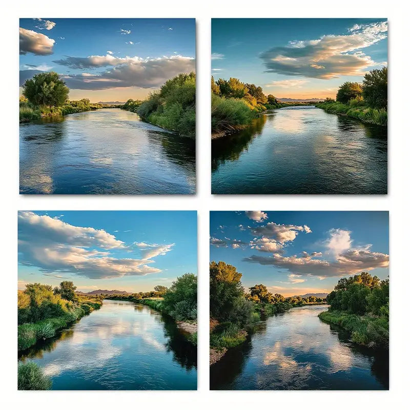 4pcs Sunset & Cloudy Skies SC Wall Art Canvas Framed
