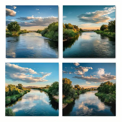 4pcs Sunset & Cloudy Skies SC Wall Art Canvas Framed