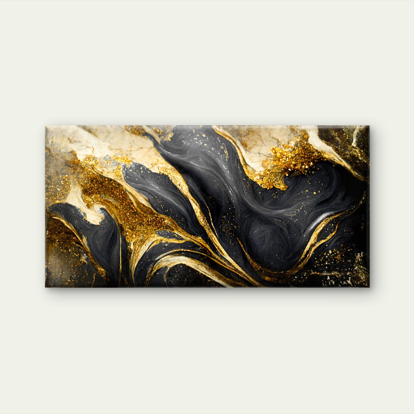 Black Gold Marble Swirl Wall Art Canvas Office Home Room Framed 120x60cm