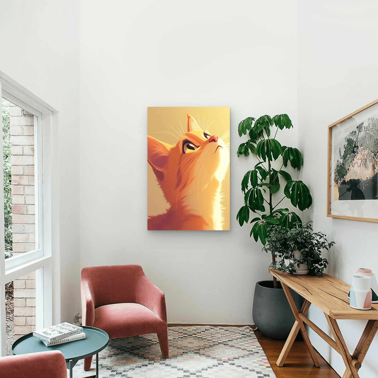 Digital Illustration of an Orange Tabby Cat 60x90cm Metal Print Ready to Hang