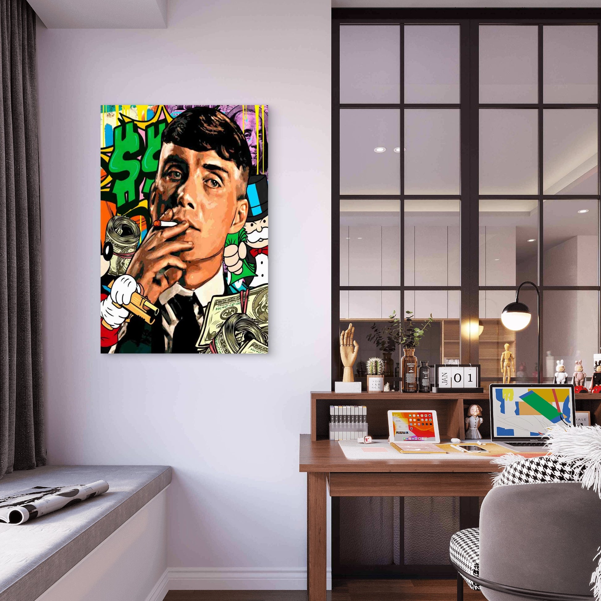 Gangster Boss Professional Graffiti 40x60cm Metal Print Ready to Hang - Bella Home Decor