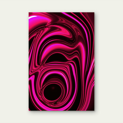 Abstract Pink and Magenta Swirls on Black Background 40x60cm Metal Print Ready to Hang