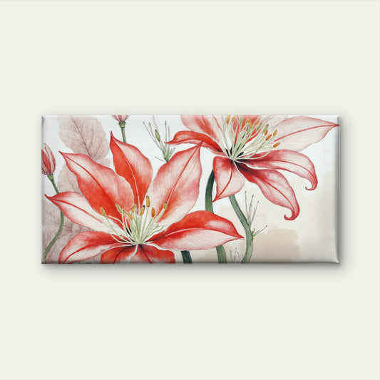 Red Amaryllis Lily Flower Bloom Wall Art Canvas Office Home Room Framed 120x60cm