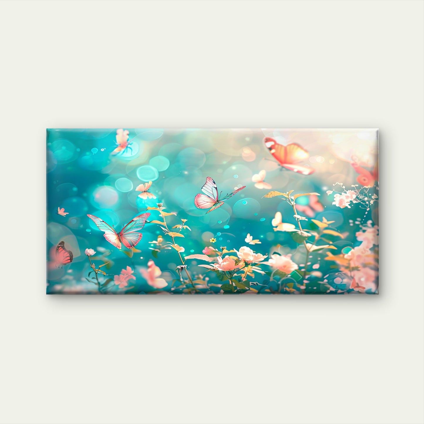 Enchanted Garden Butterflies Wall Art Canvas Office Home Room Framed 120x60cm