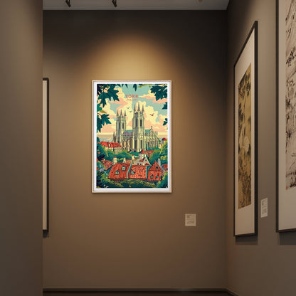 York City in England, York Minster Art Travel Poster Print Wall Art - Bella Home Decor