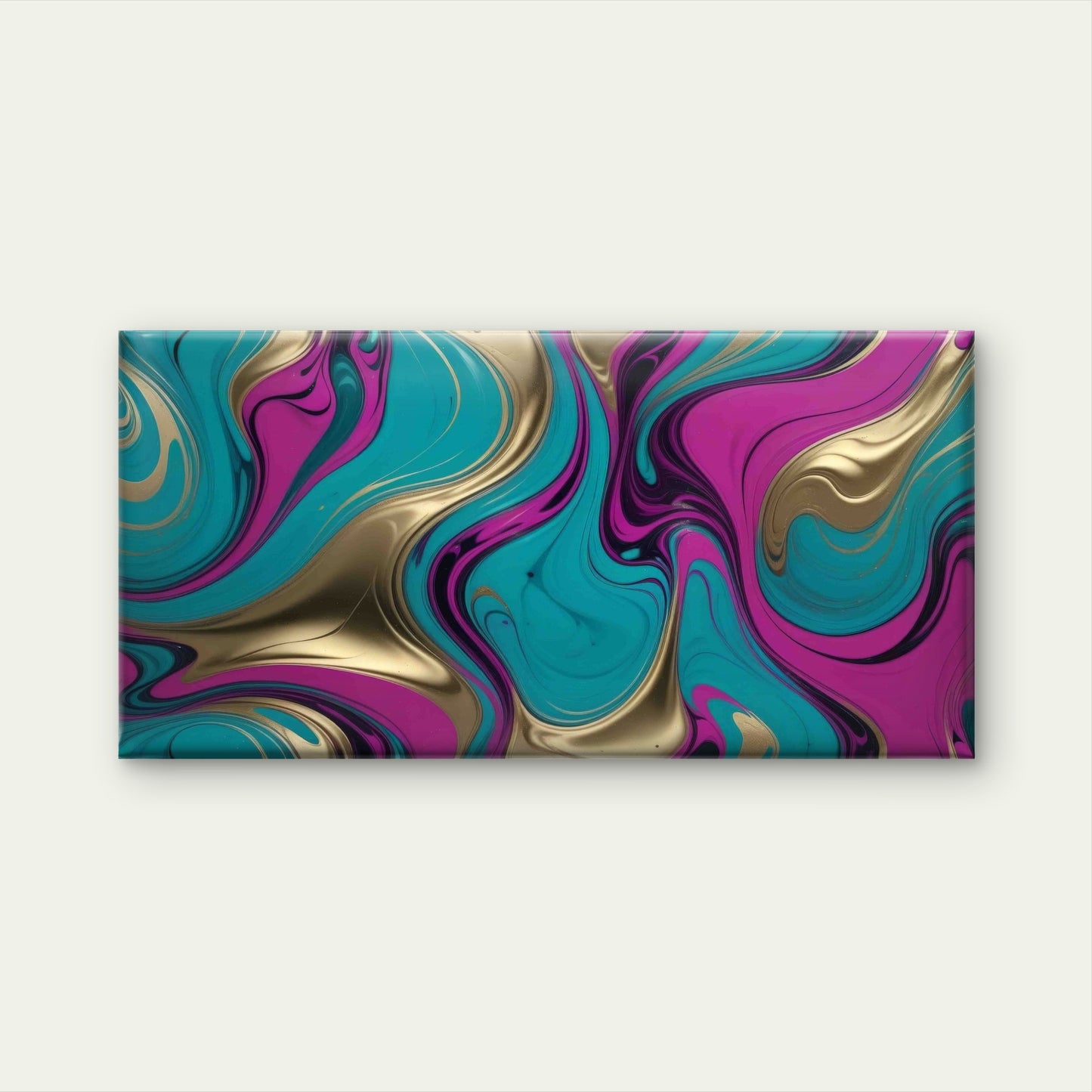 Abstract Swirling Blue Gold PinkWall Art Canvas Office Home Room Framed 120x60cm - Bella Home Decor
