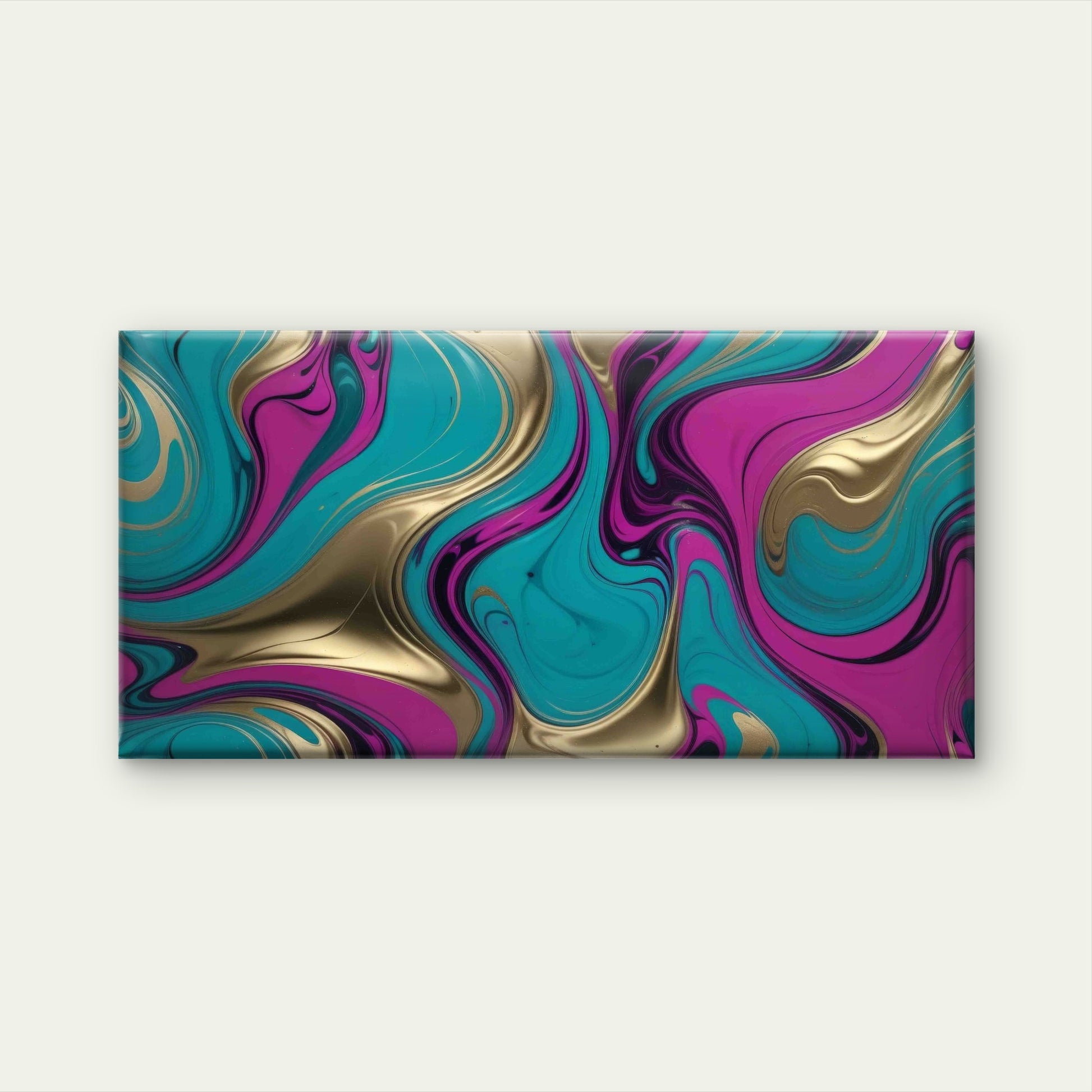 Abstract Swirling Blue Gold PinkWall Art Canvas Office Home Room Framed 120x60cm - Bella Home Decor
