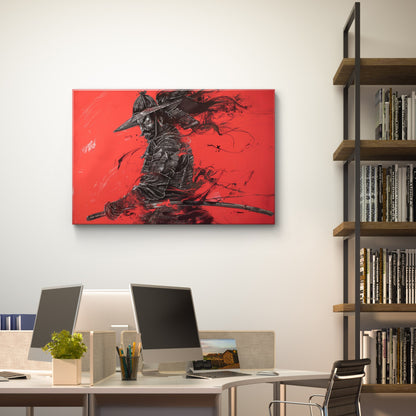 Painting of a Japanese Samurai Warrior with his sword 60x90cm Metal Print Ready to Hang