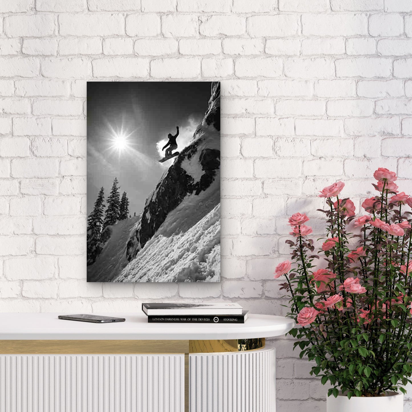 Epic Snowboard Mountain Drop Metal Print Ready to Hang - Bella Home Decor
