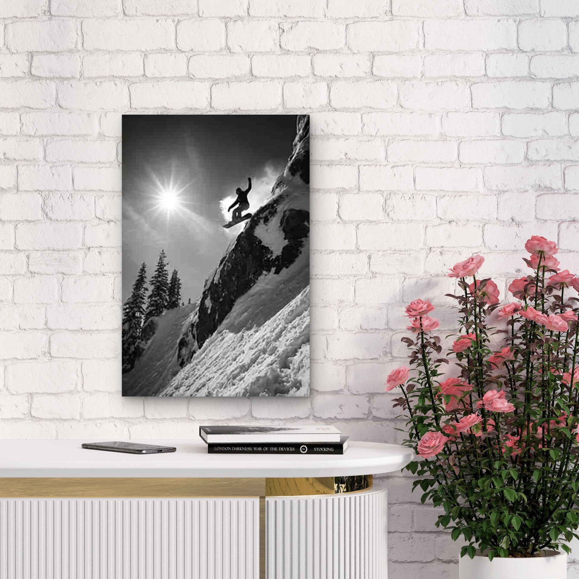 Epic Snowboard Mountain Drop Metal Print Ready to Hang - Bella Home Decor