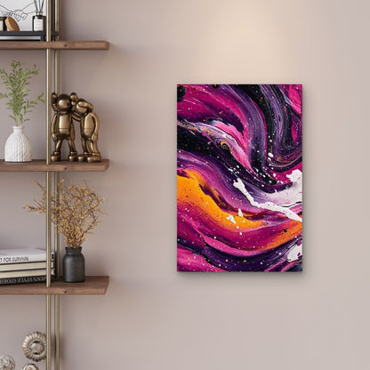 Pink Black Purple Golden White Cosmic Swirls 60x90cm Metal Print Ready to Hang