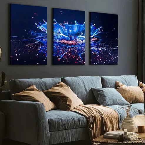 3pcs Modern Style Fashion Fantasy Abstract Water Art Splash Wall Art Set Canvas Unframed - High Quality Print 100% Australian Made Wall Canvas