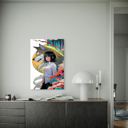Featuring a Girl And a Large Wolf 60x90cm Metal Print Ready to Hang