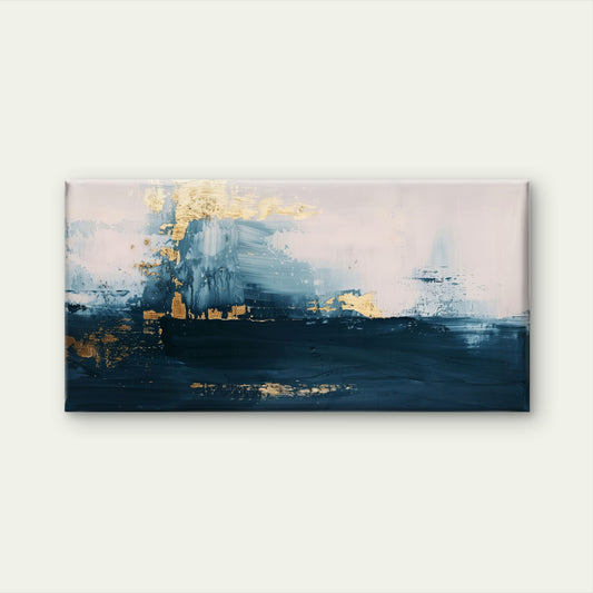 Navy Blue Gold Abstract Wall Art Canvas Office Home Room Framed 120x60cm