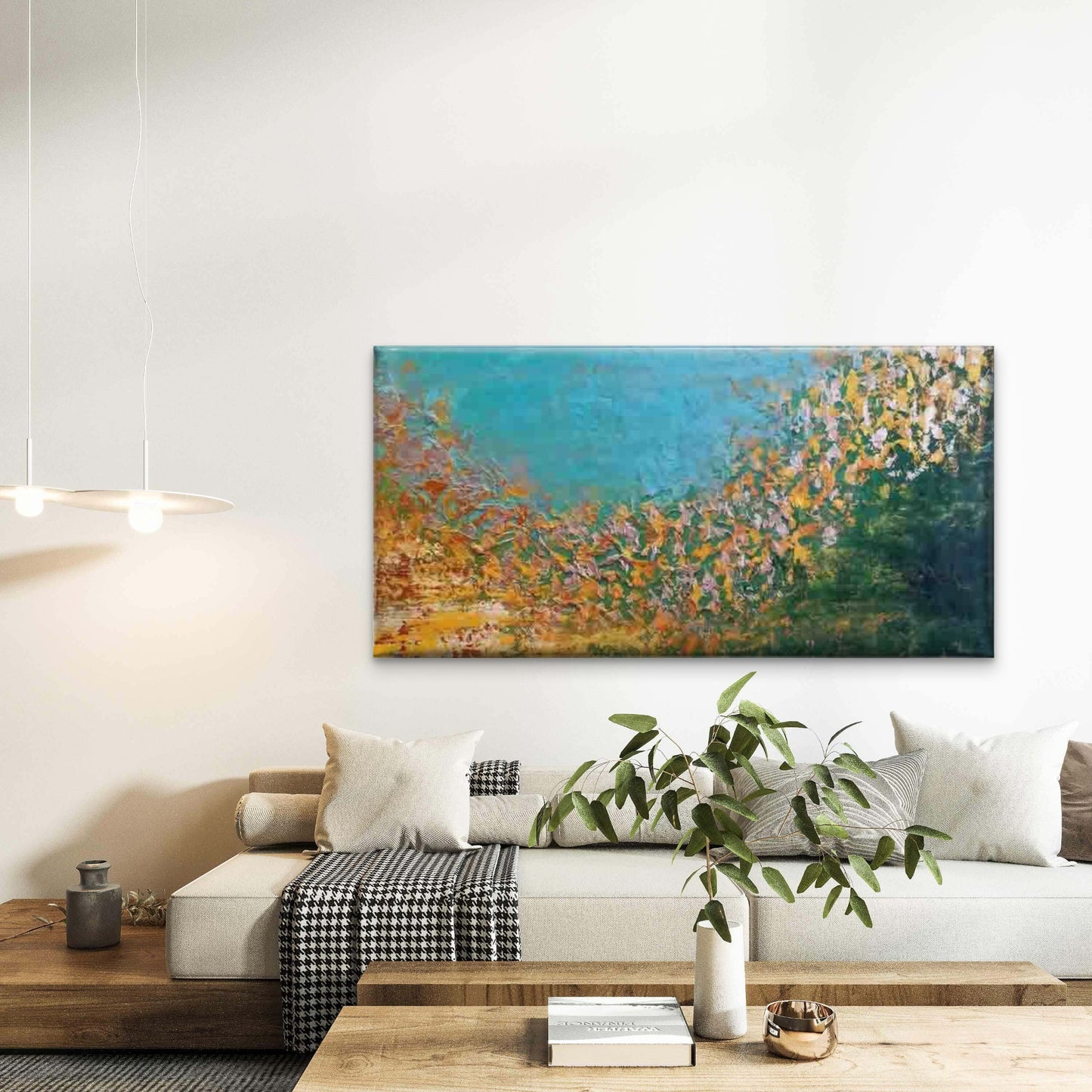 Abstract Colorful Textured Wall Art Canvas Office Home Room Framed 120x60cm - Bella Home Decor