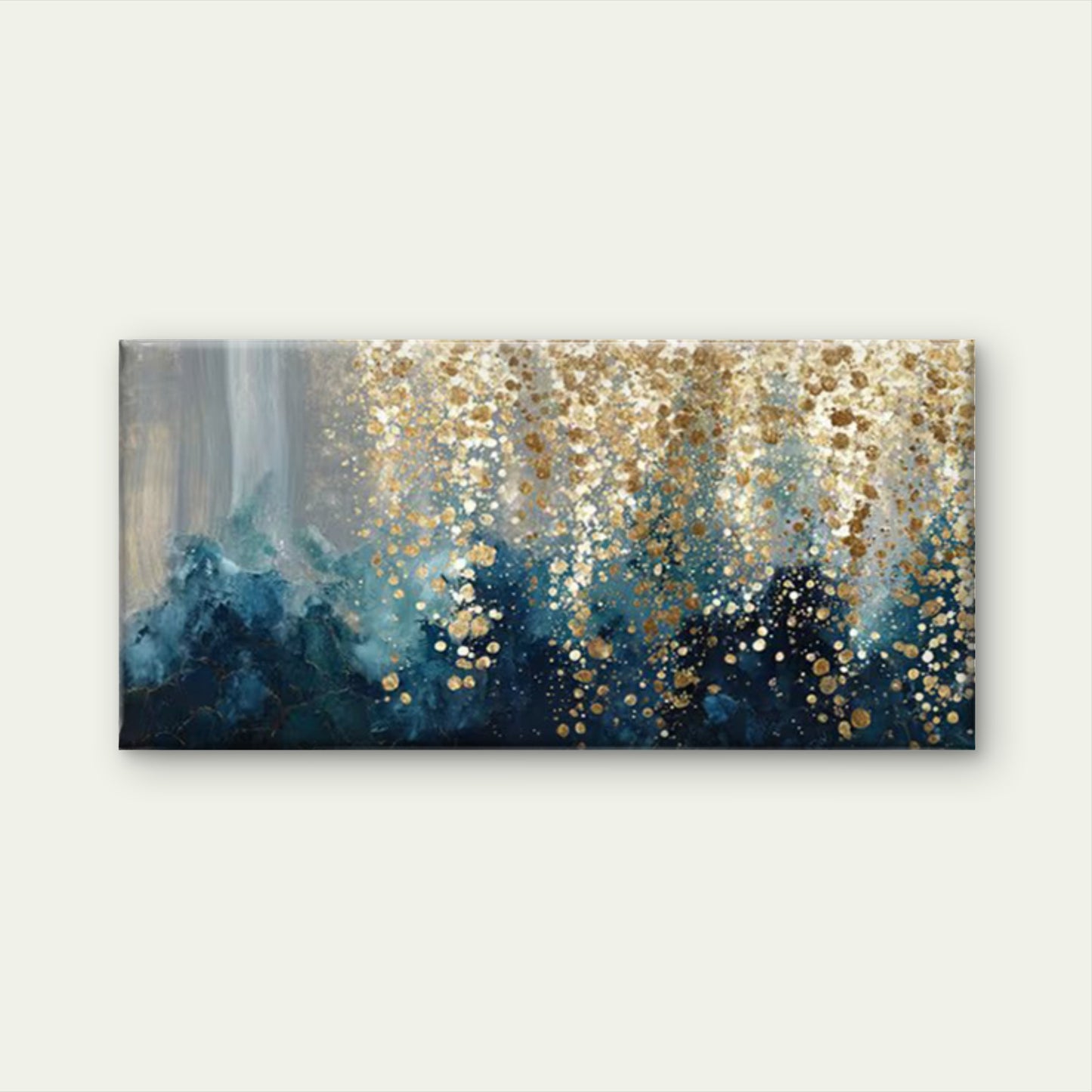 Blue Tones Abstract Painting Wall Art Canvas Office Home Room Framed 120x60cm