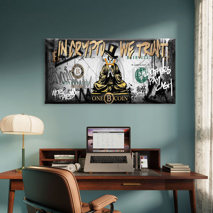 Mascot Wealth Currency Money Print Wall Art Canvas Office Home Framed 120x60cm - Bella Home Decor