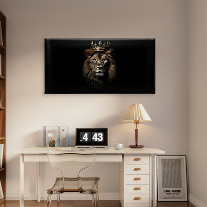 The King Lion with Crown Wall Art Canvas Office Home Room Framed 120x60cm