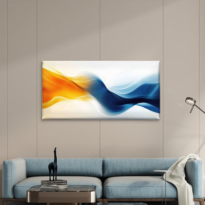 Abstract Blue and Orange Wave Wall Art Canvas Office Home Room Framed 120x60cm - Bella Home Decor