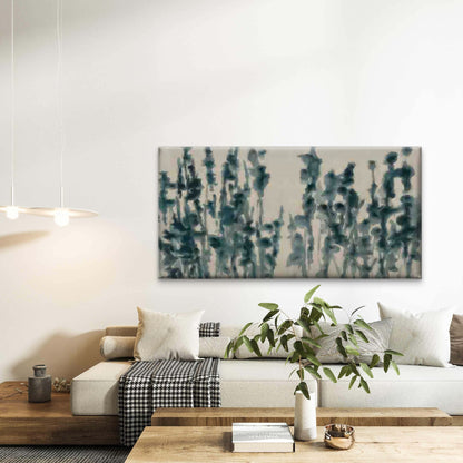 Abstract Blue Floral Silhouette Wall Art Canvas Office Home Room Framed 120x60cm - Bella Home Decor