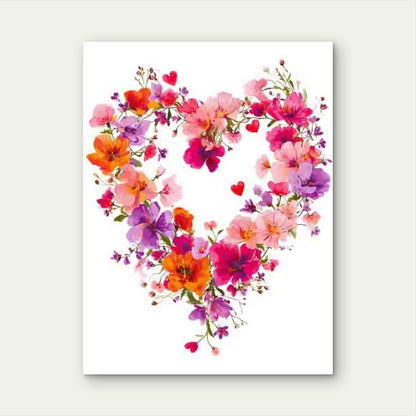 Floral Heart Wreath Metal Print Ready to Hang