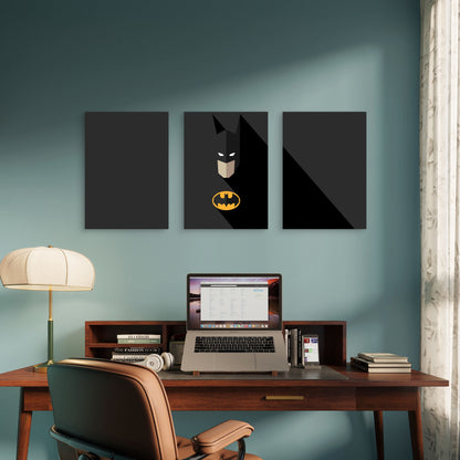 3pcs Yellow Shield Long Shadow Metal Print Ready to Hang Art