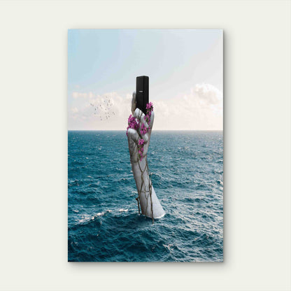 Carbon Footprint Technology Collage Metal Print Ready to Hang