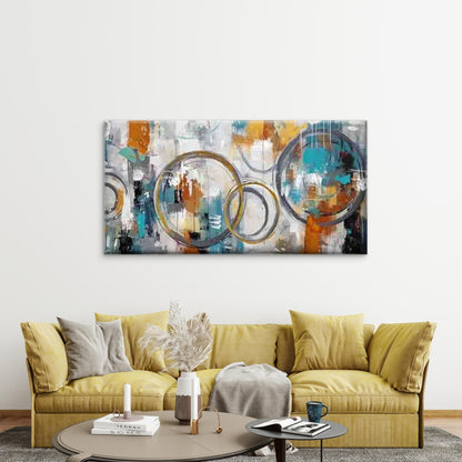 Featuring Circles And Dots Wall Art Canvas Office Home Room Framed 120x60cm - Bella Home Decor