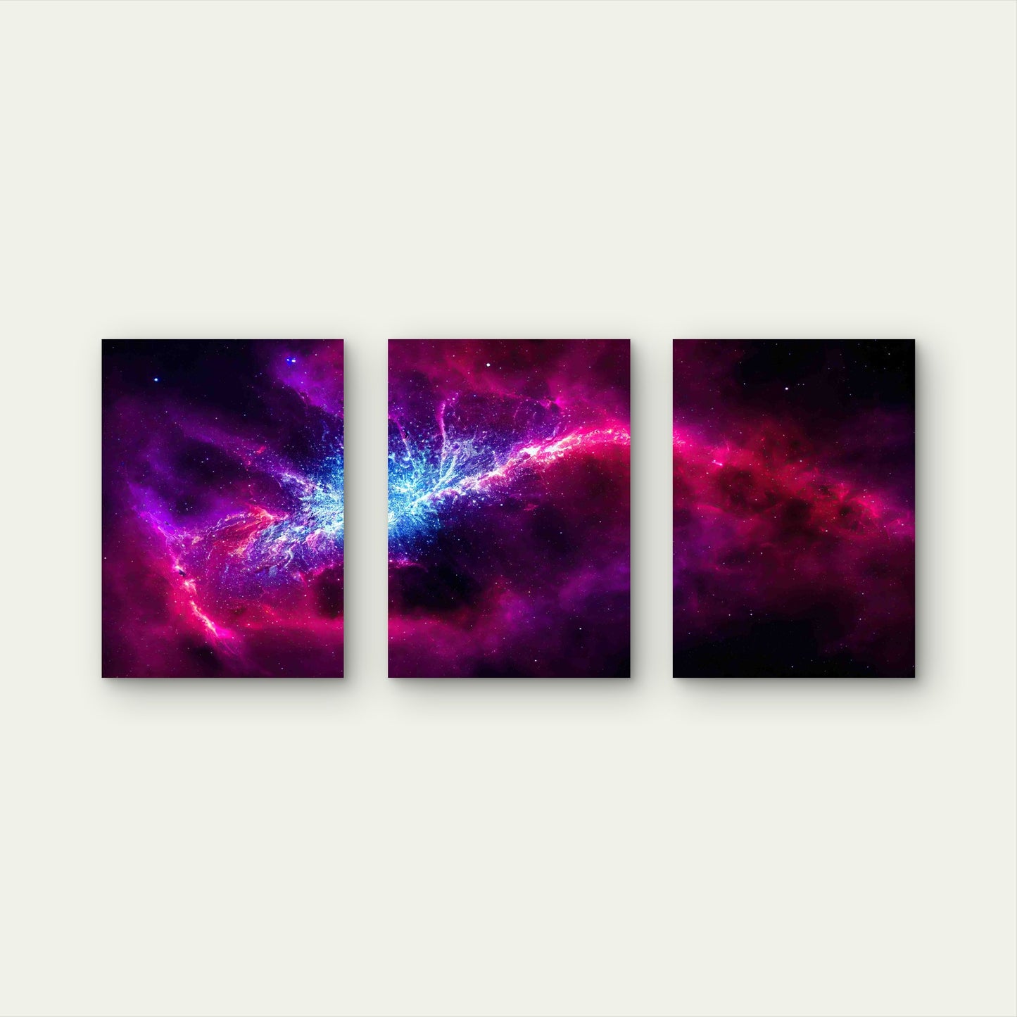 3pcs Shining Stars Milky Way Stardust Metal Print Ready to Hang Art - Bella Home Decor