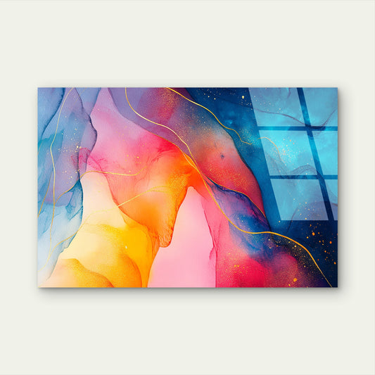 Teal Pink Alcohol Ink Abstract Acrylic Glass Printing Wall Art Australian Made Quality