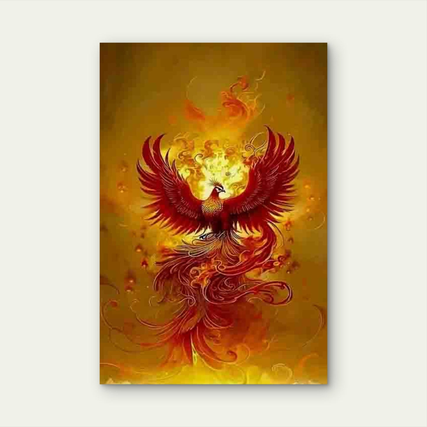 Flaming Phoenix in Glory 60x90cm Metal Print Ready to Hang