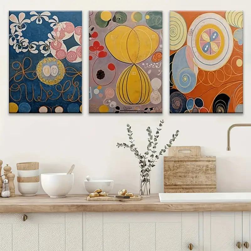 3pcs Colorful Abstract Geometric Botanical Bohemian Metal Print Ready to Hang Art