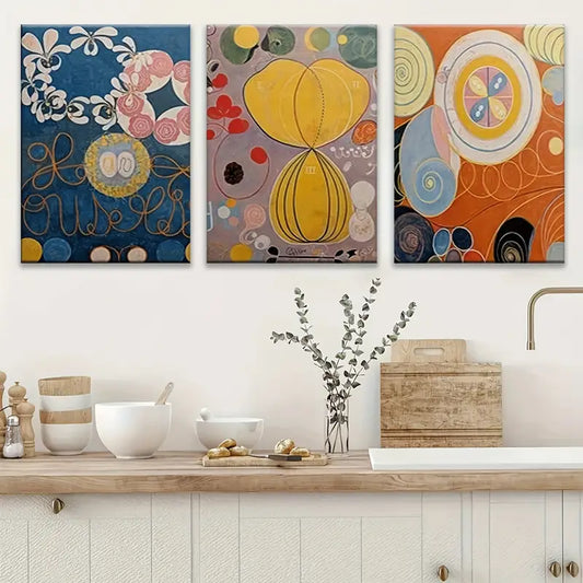 3pcs Colorful Abstract Geometric Botanical Bohemian Metal Print Ready to Hang Art