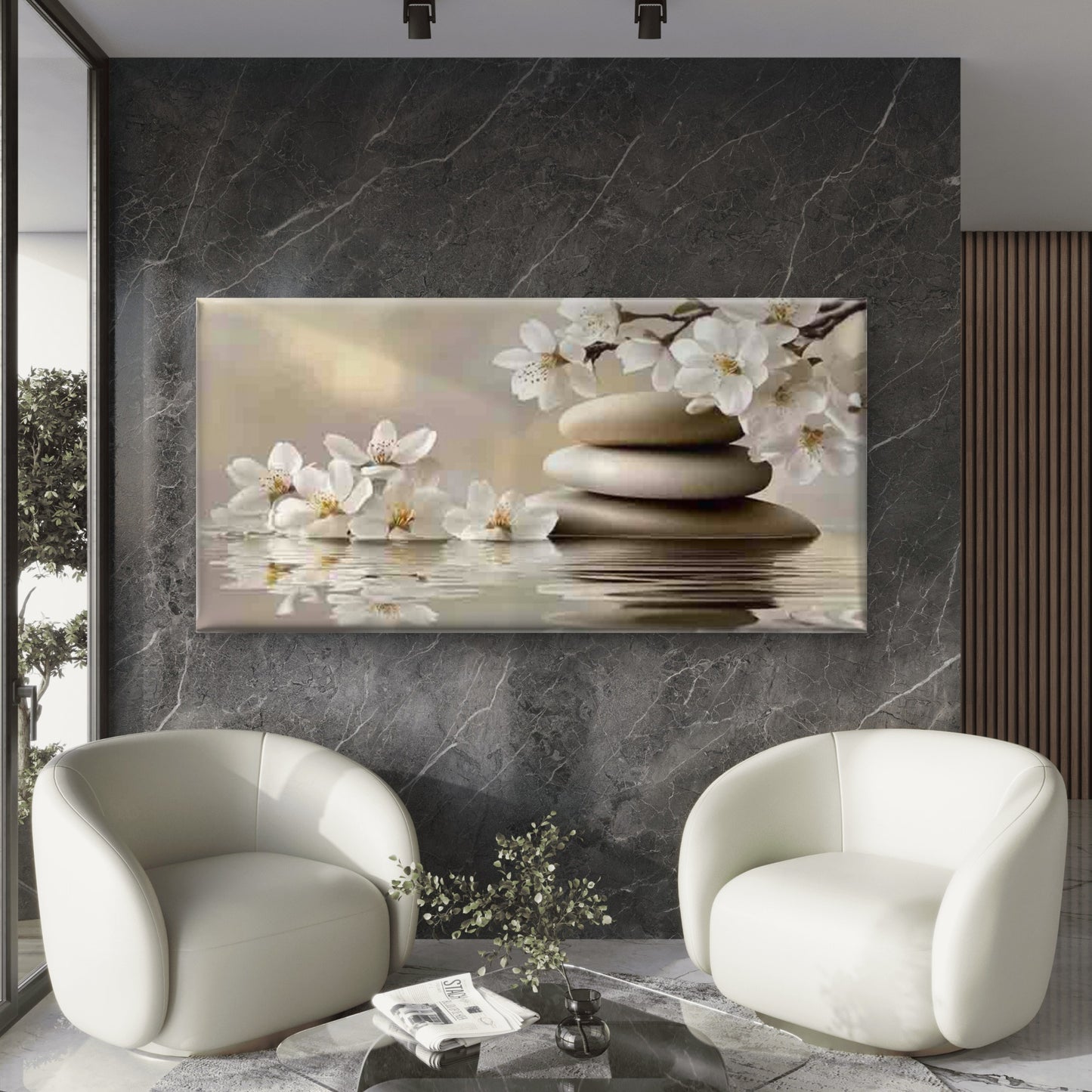 Zen Harmony Artwork Wall Art Canvas Office Home Room Framed 120x60cm