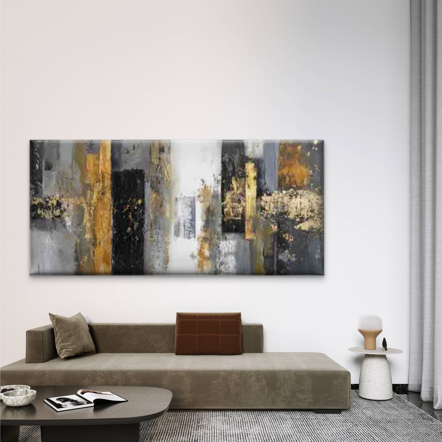 Abstract Geometric Modern Wall Art Canvas Office Home Room Framed 120x60cm