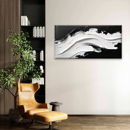 Minimalist Black White Abstract Wall Art Canvas Office Home Framed 120x60cm